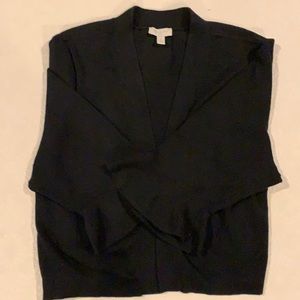 TALBOTS SWEATER BLACK 3/4 SLEAVE CROP LENGTH CARDIGAN OPEN FRONT XL